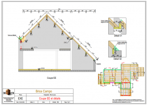 Plan d'exécution DI2CB Dessin Idée Conseil Construction Bois conception maquette 3D plan de production relevés 3D scanner calcul de structure bureau d'études à Lourdes